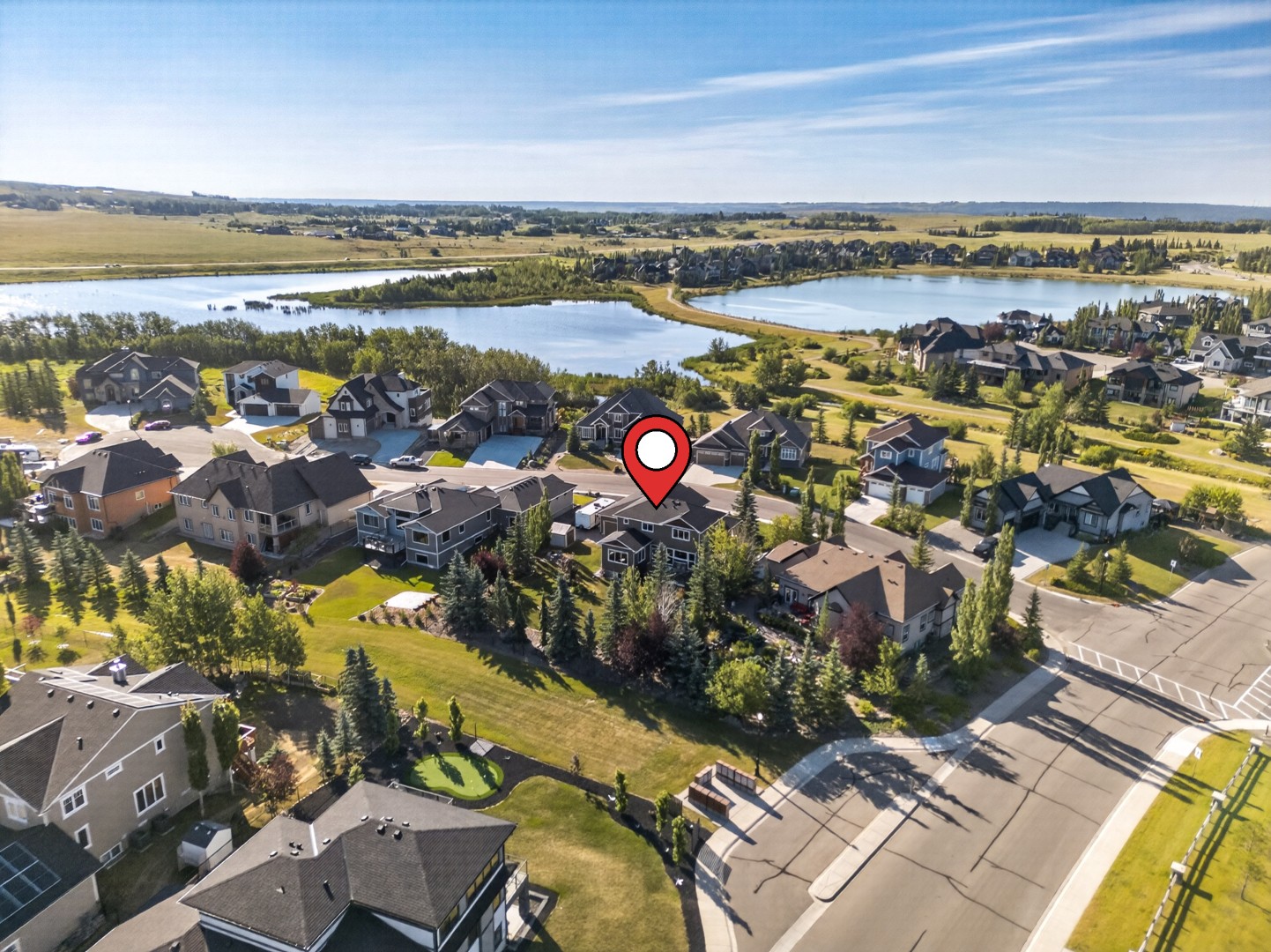 Aerial drone photograph of a Calgary property